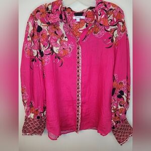 Chico's Pink Floral Women's Top XL 18 3.5